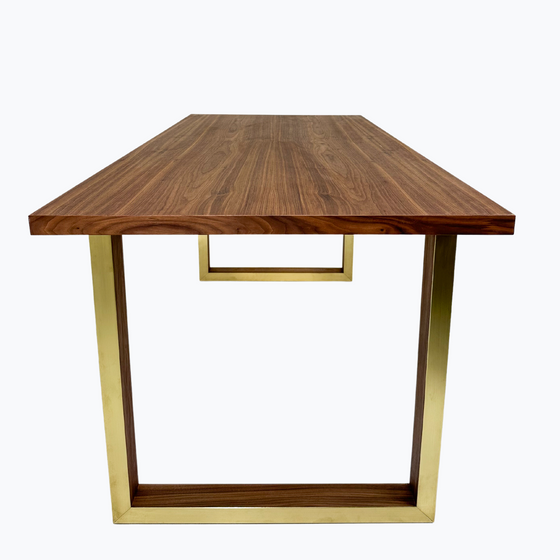 'Opulence' Walnut Table with Brass Elements - Wild Wood Factory