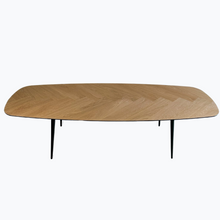  'Elevate' Oval Oak Wood Herringbone dining table - Wild Wood Factory