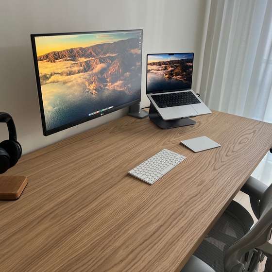 Solid oak wood veneer desk top - Wild Wood Factory